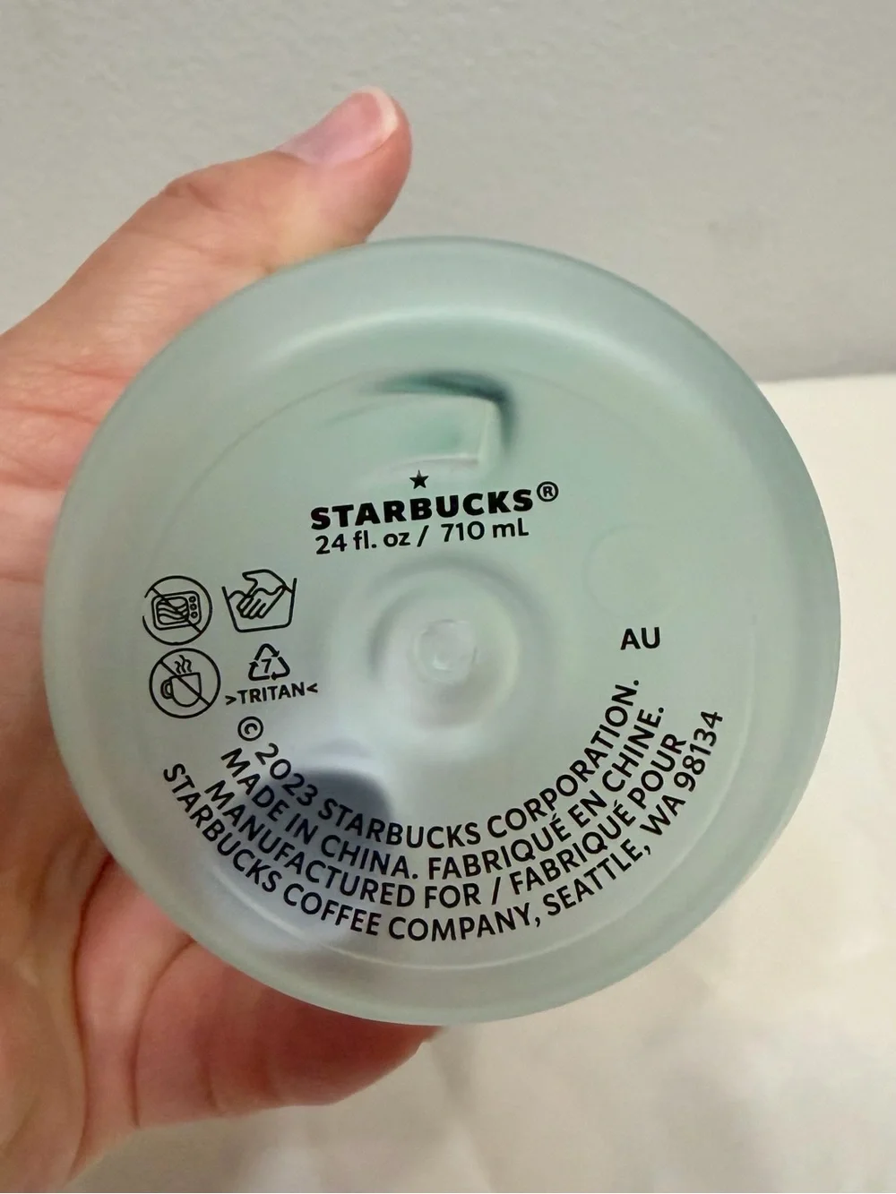 NWT Starbucks Water Bottle Mint Green Frosted Tritan Base Finger Loop 24oz